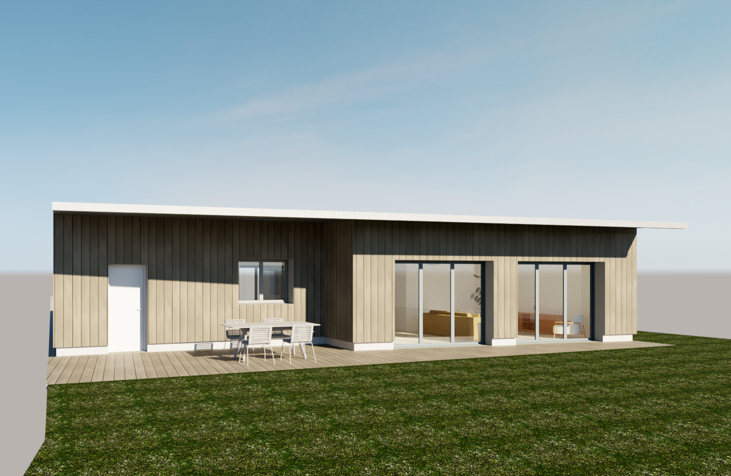 Maison de plain-pied au bord des marais Débord de toit